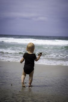 Toddler Playing At The Beach Stock Images Toddler Playing At The Beach Stock Images