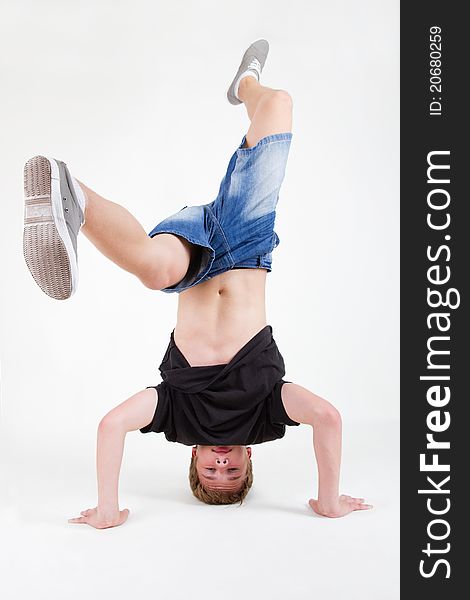 Teen B-boy Spinning On His Head