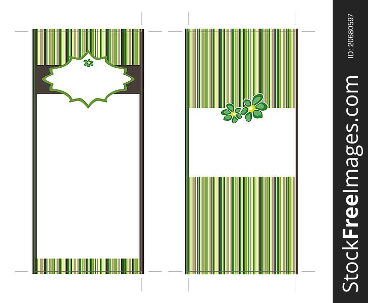 Green Strips with Flower, easy to fill text. Green Strips with Flower, easy to fill text