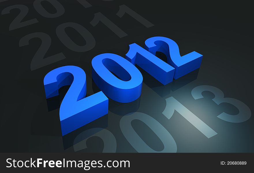 Illustration of new year 2012 of blue color on gray bottom with numbers. Illustration of new year 2012 of blue color on gray bottom with numbers