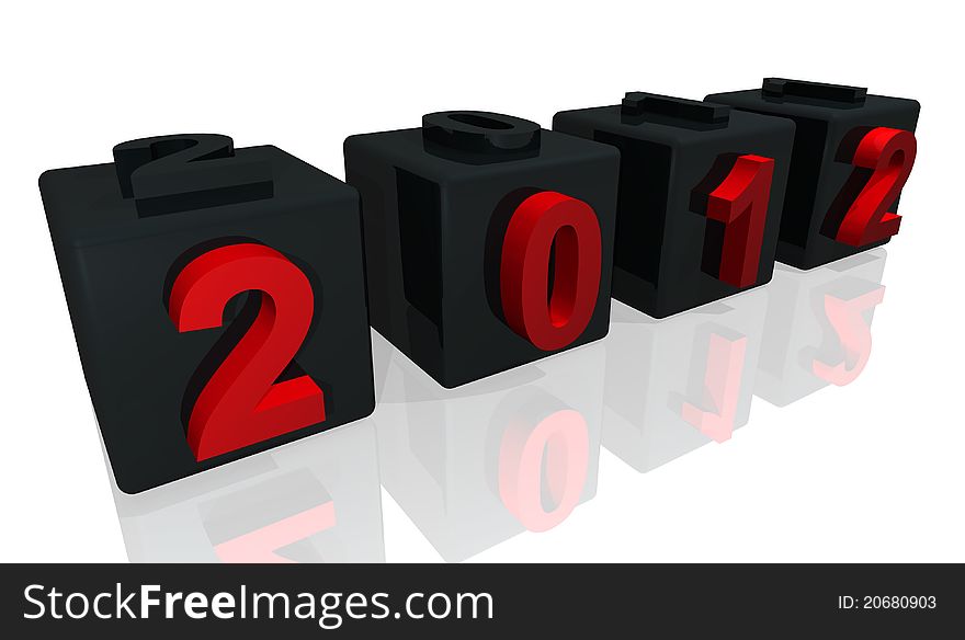 Illustration of numbers of new year 2012 in red color on blocks of gray color. Illustration of numbers of new year 2012 in red color on blocks of gray color