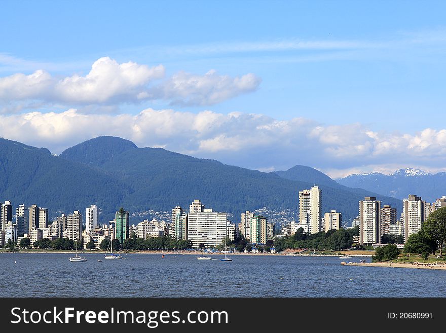 Downtown of Vancouver,beach, mountains. Downtown of Vancouver,beach, mountains