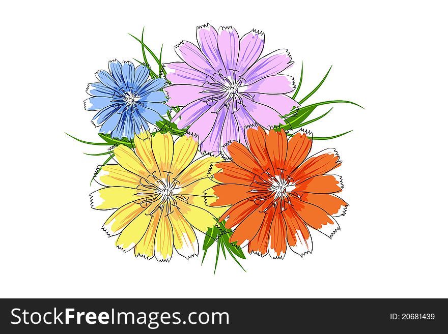 Beautiful bright colorful flowers ( illustration). Beautiful bright colorful flowers ( illustration)