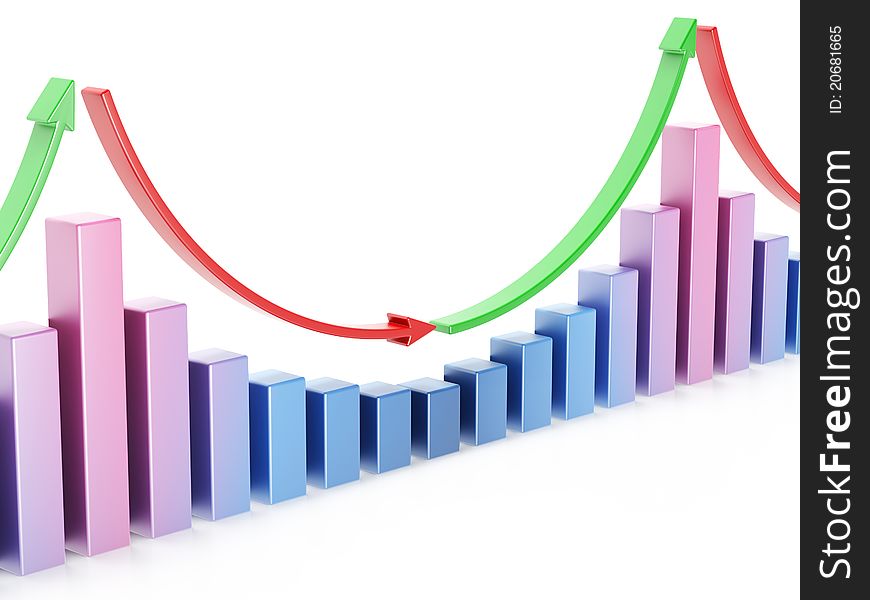 Business chart 3d over white background