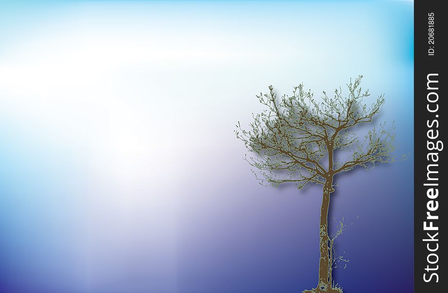 Blue Background And Tree
