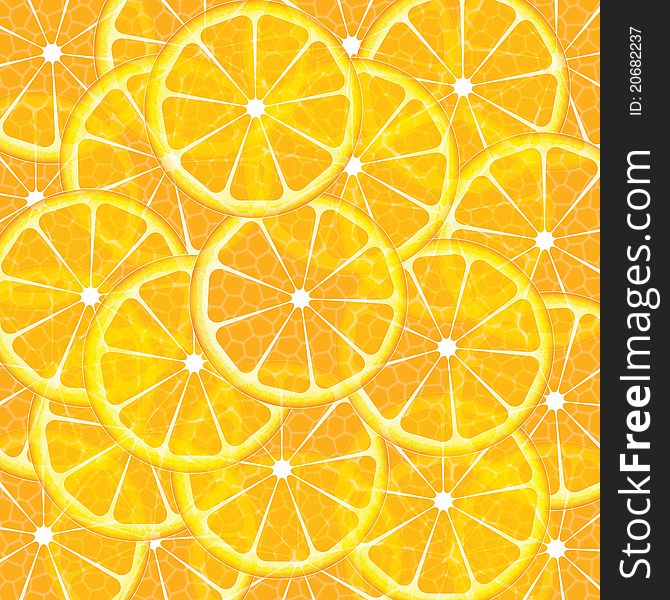 Golden orange slices forming a tasty background