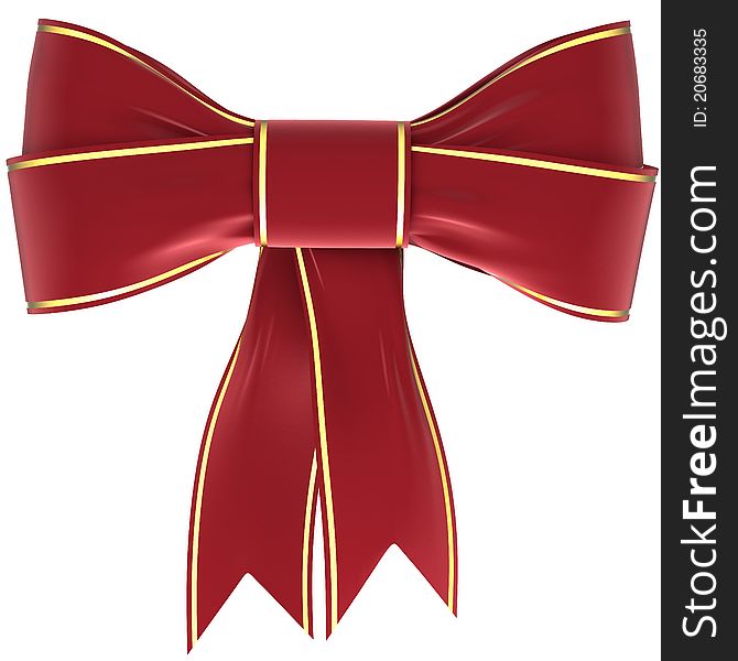 Red bow on a white background, isolated image. Red bow on a white background, isolated image