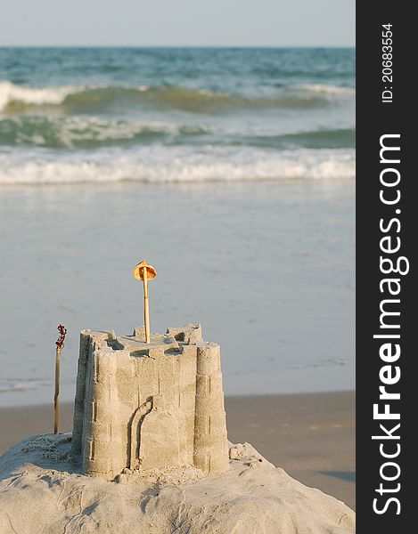 A simple sandcastle at the beach. A simple sandcastle at the beach