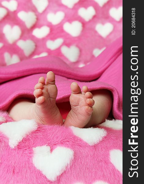 Small baby holding parents hand on blue background. Small baby holding parents hand on blue background