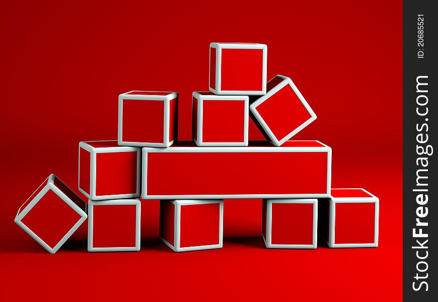 A red-white cubes background. A red-white cubes background
