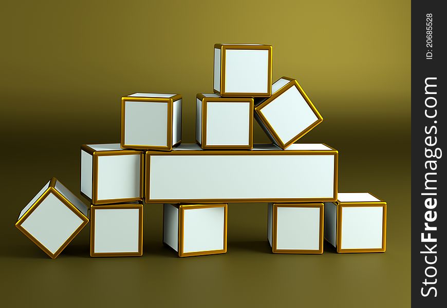 A gold cubes as background. A gold cubes as background