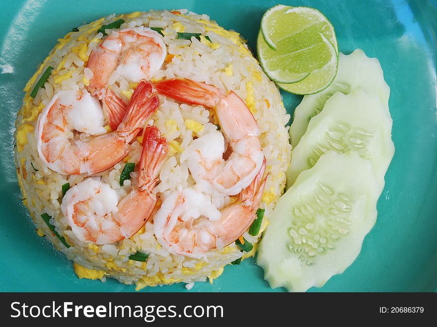 Shrimp Fried Rice , big shrimp on egg fried rice