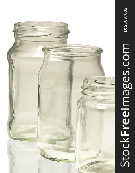 Glass containers isolated on a background