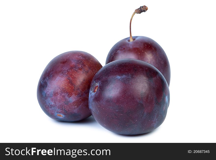 Plum isolated on white background shadow below. Plum isolated on white background shadow below.