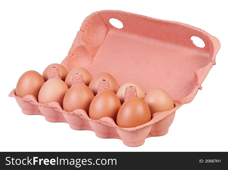 Chicken Eggs In Carton Box.