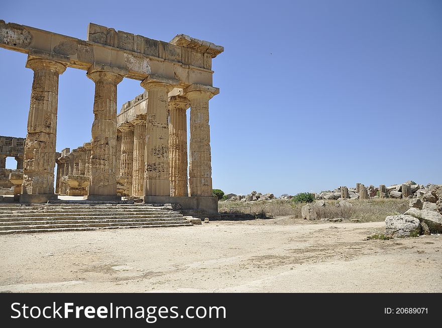 Greek Temple In Sicily. Italy.