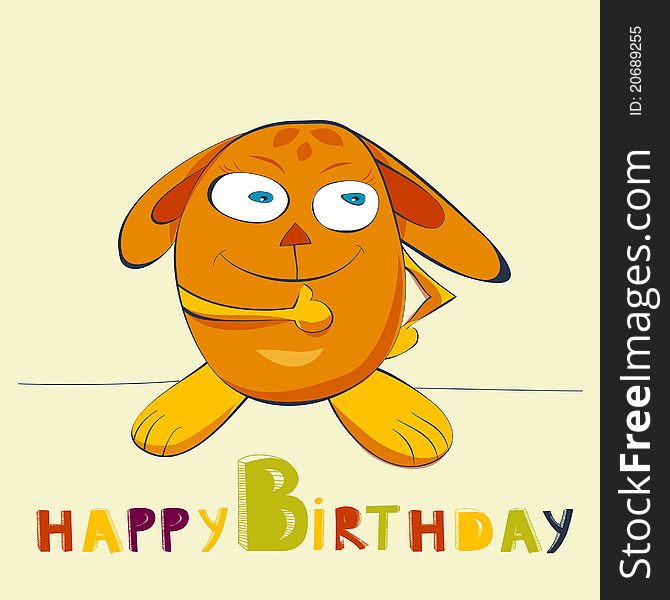Birthday card with happy rabbit
