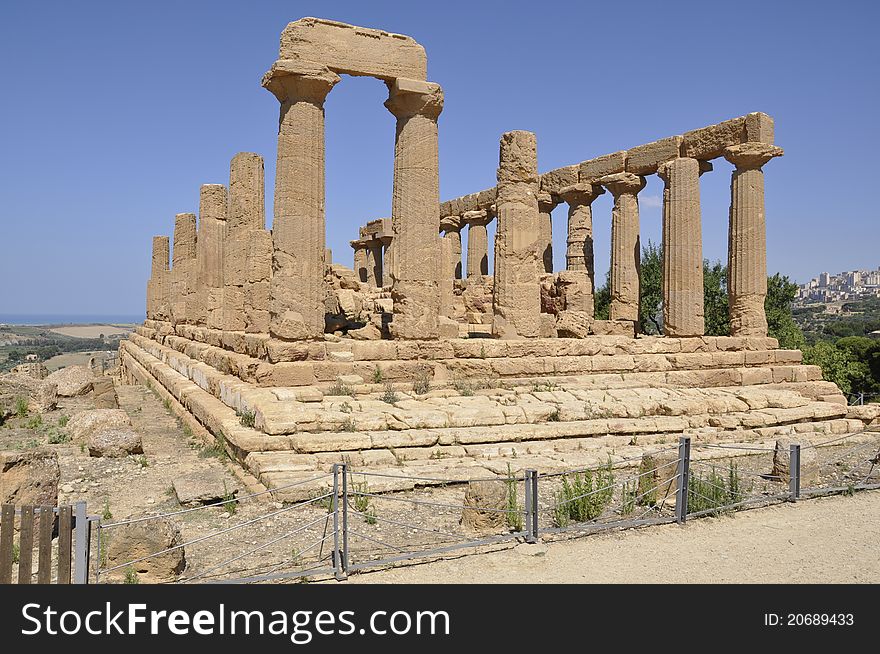 Greek Temple In Sicily. Italy.