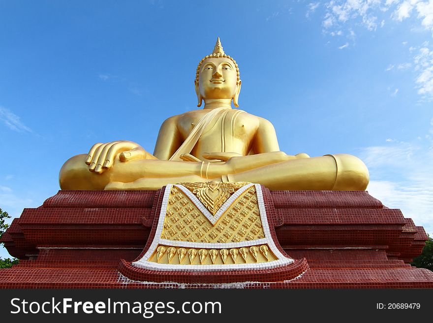 Huge Buddha image and blue sky, taken in south of Thailand. Huge Buddha image and blue sky, taken in south of Thailand