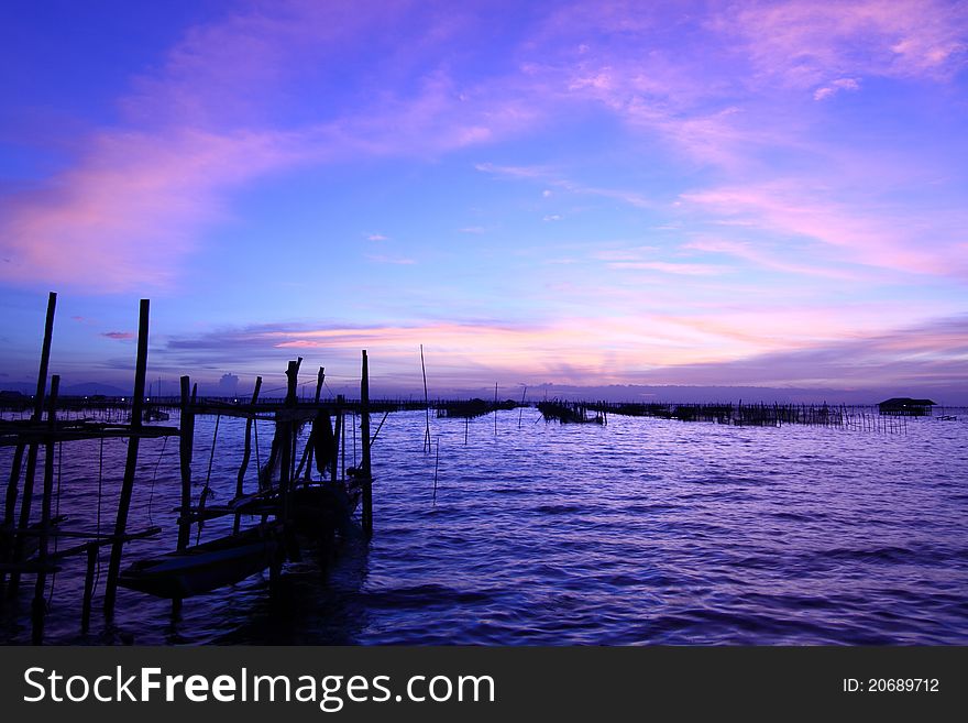 Beautiful sunset over the Songkla Lake in Thailand. Beautiful sunset over the Songkla Lake in Thailand