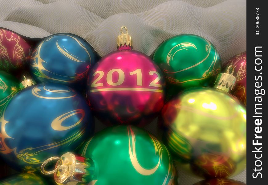 Christmas balls background. New year 2012