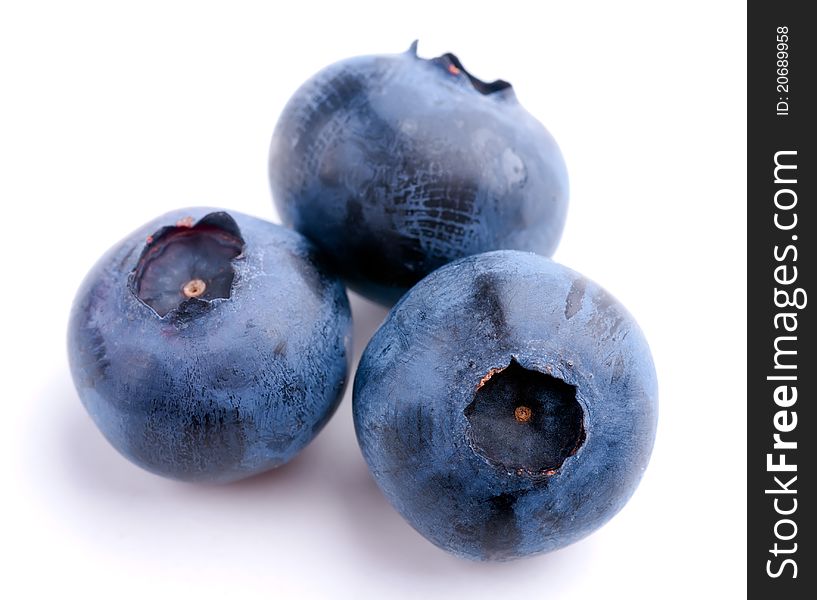 Studio shot of Organic blueberries on white background