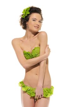 Sexy Woman With Cabbage And Green Lettuce Stock Images Sexy Woman With Cabbage And Green Lettuce Stock Images