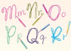 Color Hand Drawing Letters For Your Design, Mnopqr Stock Image