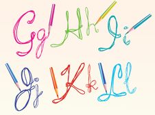Color Hand Drawing Letters For Your Design, Ghijkl Stock Photos Color Hand Drawing Letters For Your Design, Ghijkl Stock Photos
