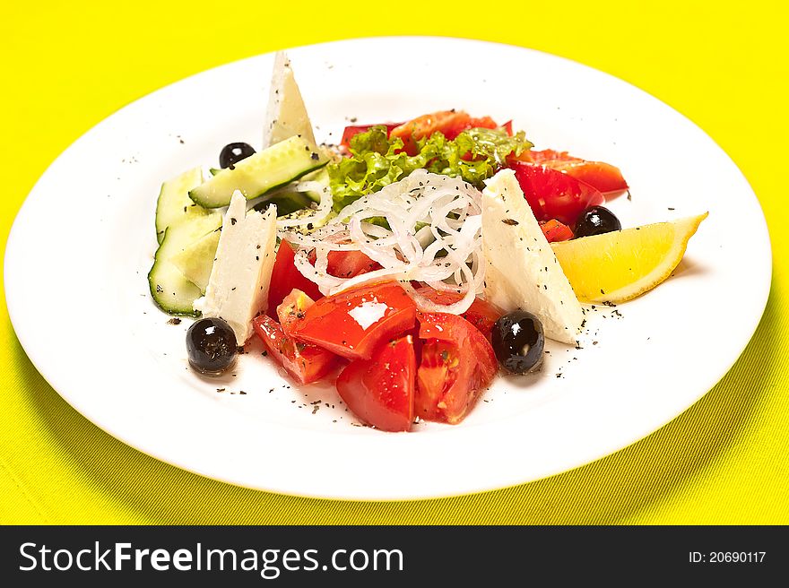 Greek Salad in white plate