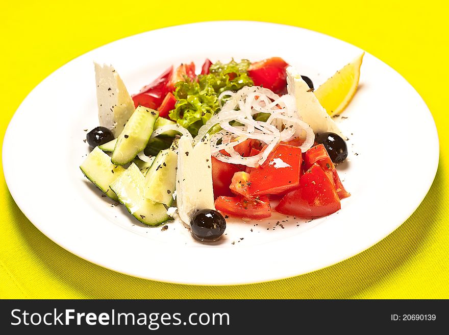 Greek Salad in white plate