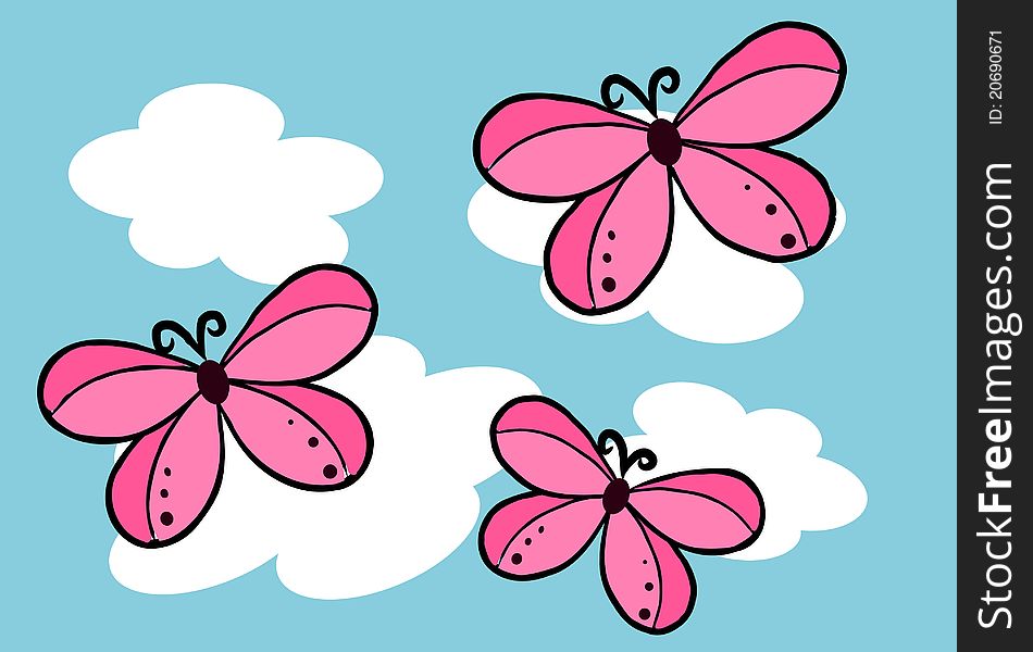 Butterfly On The Sky - Vector