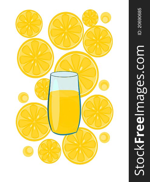 Glass with lemon juice - vector