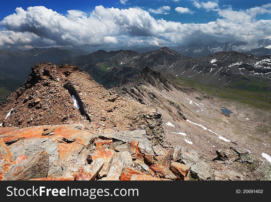 Ercavallo Peak at 3048 meters on the sea-level. Brixia province, Lombardy region, Italy