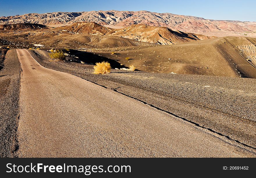 Death valley California national park empty road. Death valley California national park empty road