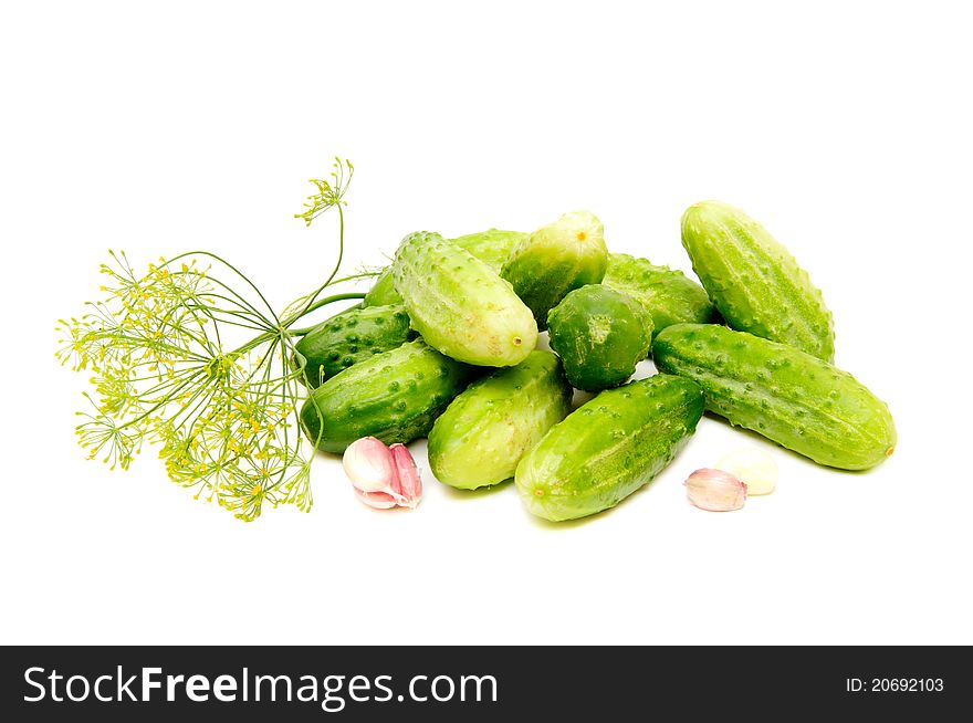 Fresh cucumbers on white background.