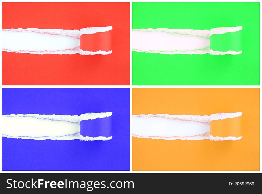 Set of colorful ripped paper Backgrounds and texture