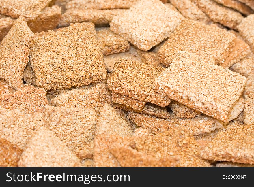 A Scattering Of Sweet Tasty Sesame Cookies