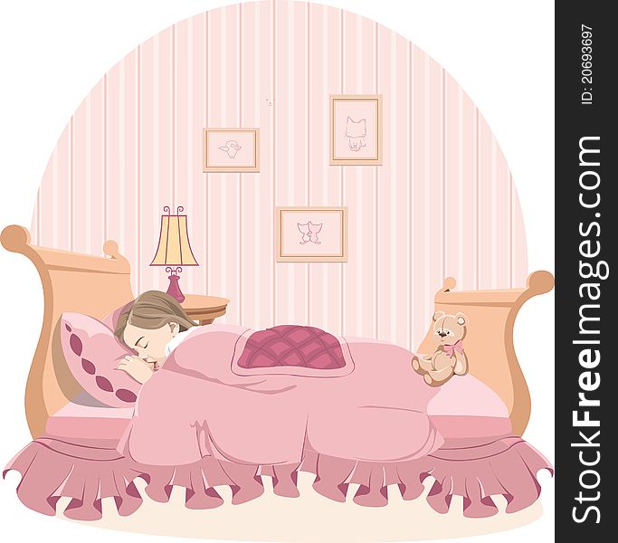 Little girl sleep in pink bedroom. Little girl sleep in pink bedroom