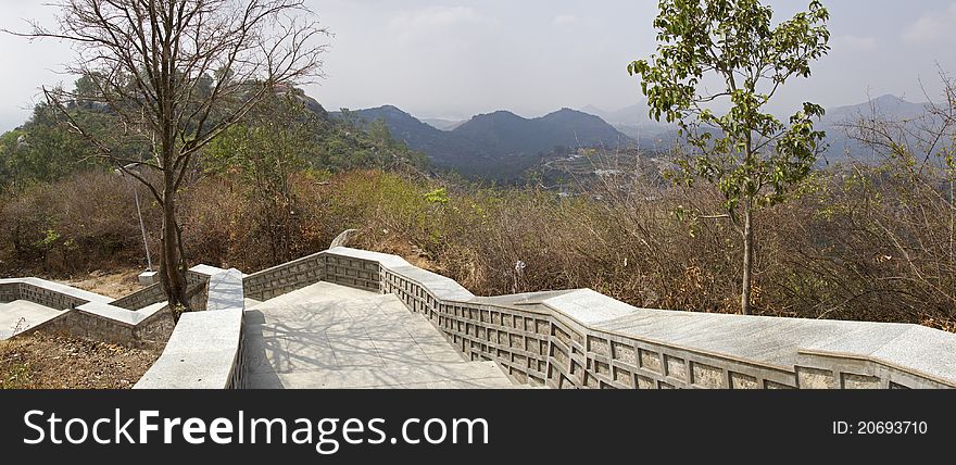 Marble clad stairs on a hill top. Marble clad stairs on a hill top