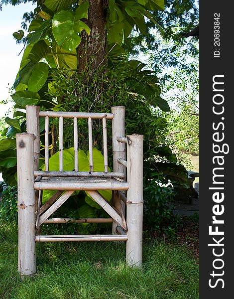 Bamboo chair in the gatden