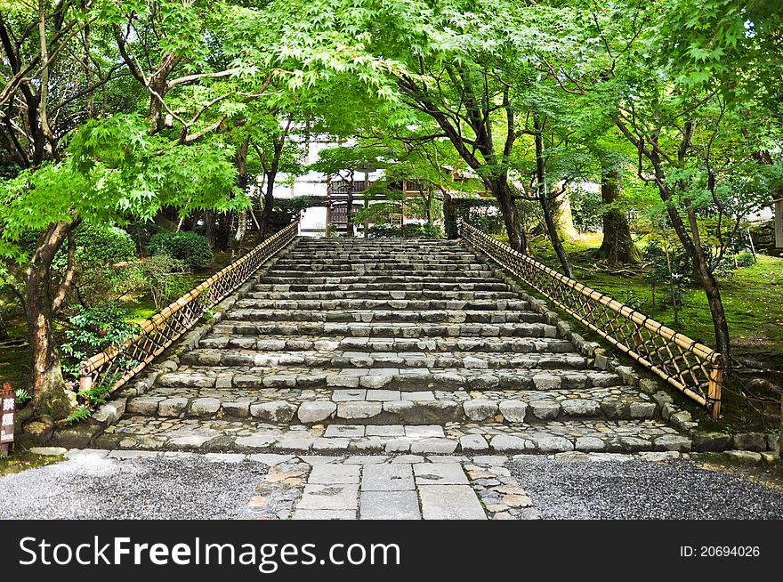 Stairs at Ryoanji Temple at Kyoto, Japan
