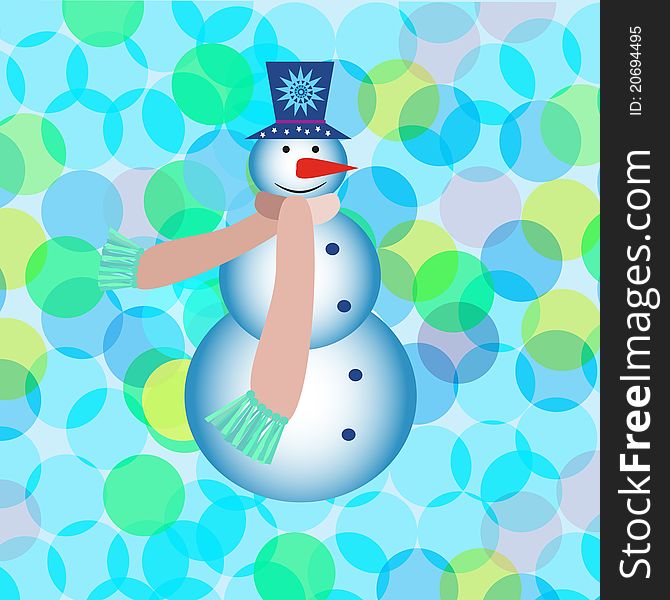 New Year Greeting Card With Snowman