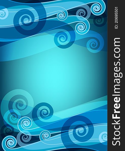 Dark blue vector vertical card with translucent waves. Dark blue vector vertical card with translucent waves