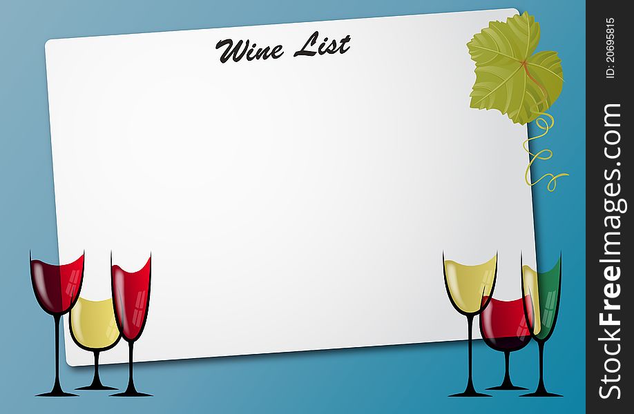 Illustration of sheet with wine glass. Illustration of sheet with wine glass