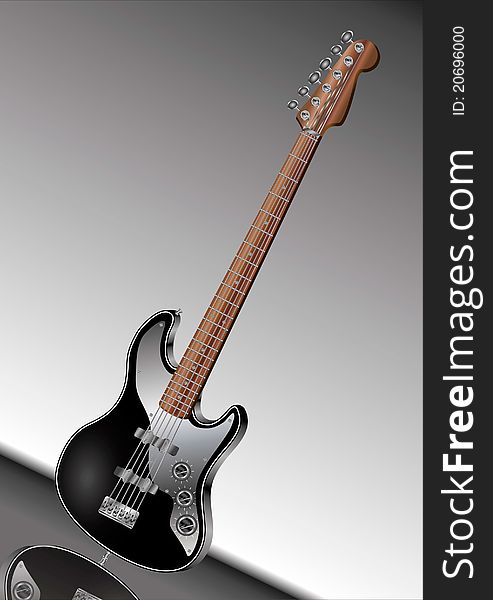 Electric guitar with reflection to advertise rock concerts, rock bands, musical instrument stores and more