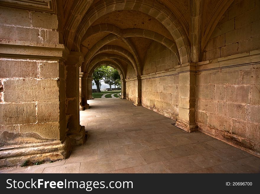 Stone arches in an old monastery