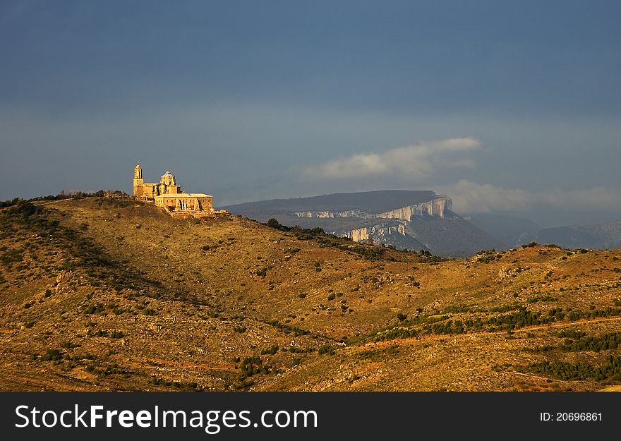 Light in the monastery of the hill. Light in the monastery of the hill