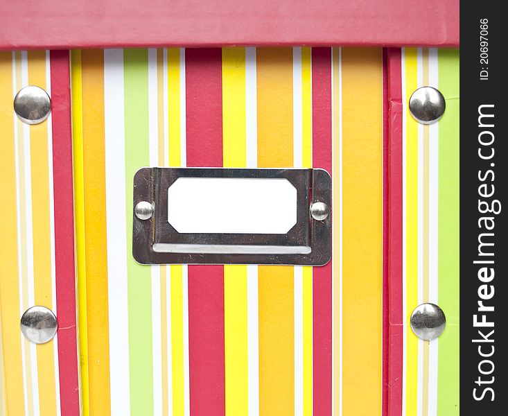 Colorful paper box with empty tag