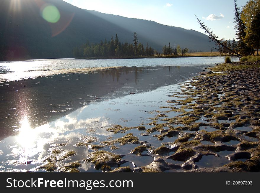 Footprints in a river side